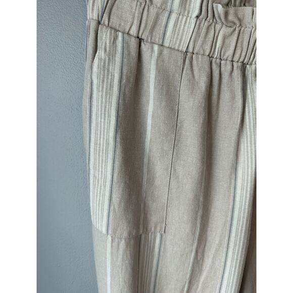 Sincerely Jules Mid Rise Linen Blend Neutral Striped Jogger Pant Size Large - Picture 3 of 6